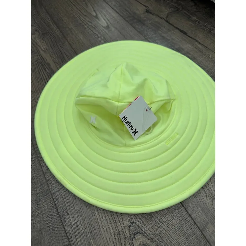 Hurley Toddler Sun Hat Neon Green Wide Brim Matte Stretch Nylon Tricot UPF 50+